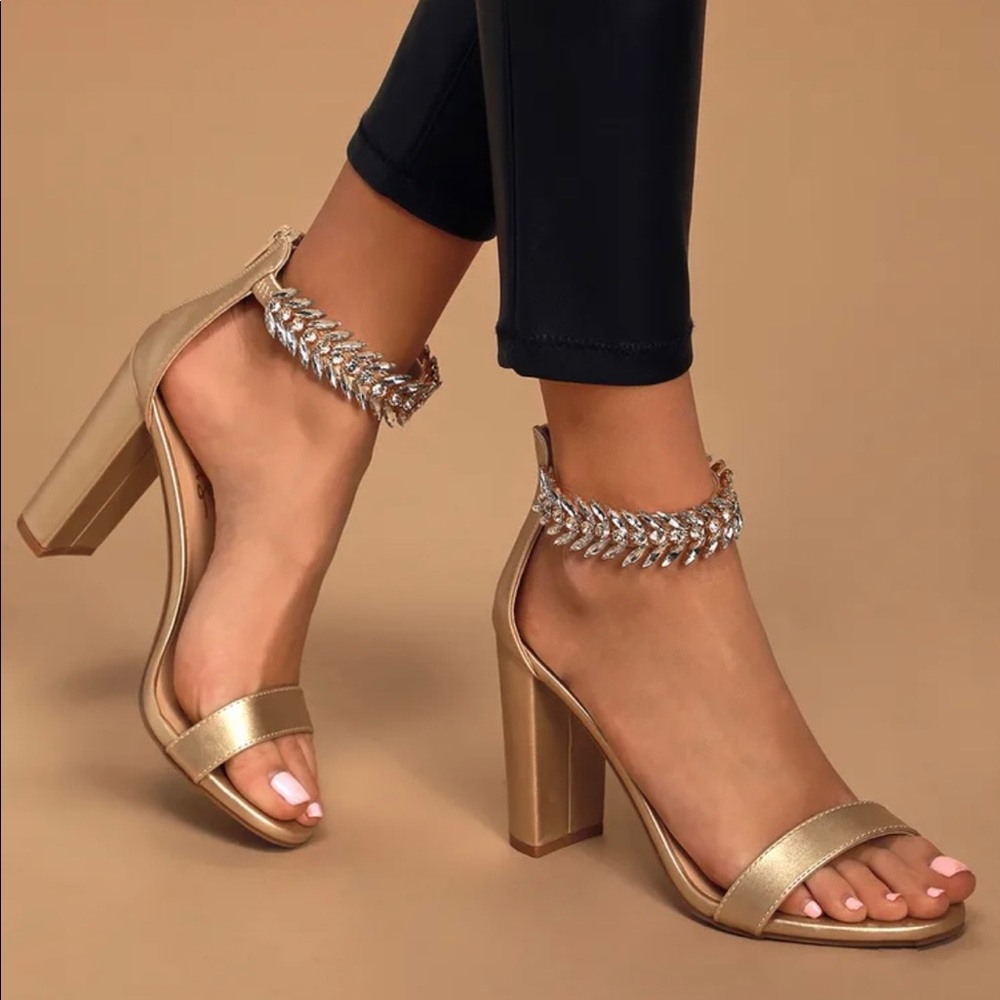 Mylan gold ankle strap heel - Lulus